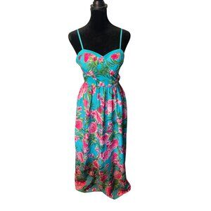 Band‎ of the Free blue pink floral corset top maxi sundress small EUC